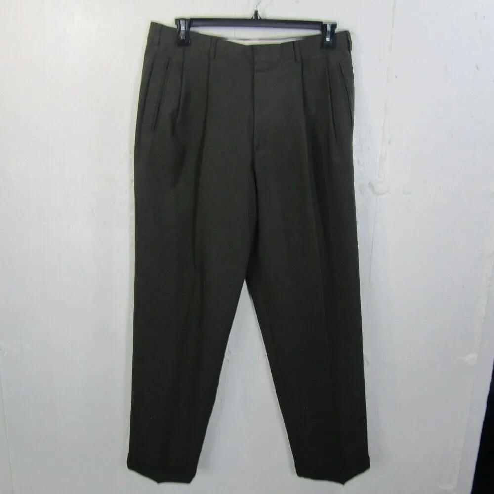 Action Choice by Levi Strauss & Co. Men's 36x32 Pleated Cuffed Dress Pants Olive